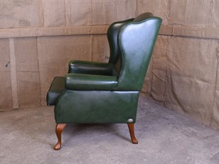 Green Leather Fireside Chairs