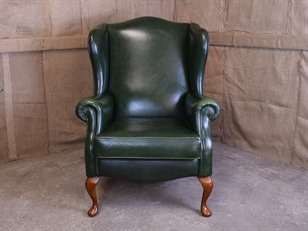 Green Leather Fireside Chairs