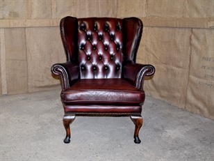 Burgundy Leather Wingback Chair