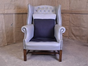 Grey Leather Chesterfield Chair