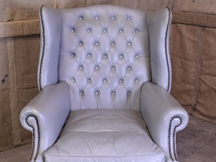 Grey Leather Chesterfield Chair