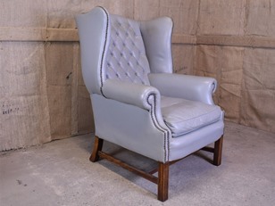 Grey Leather Chesterfield Chair