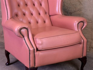 Pink Leather Chesterfield Chair