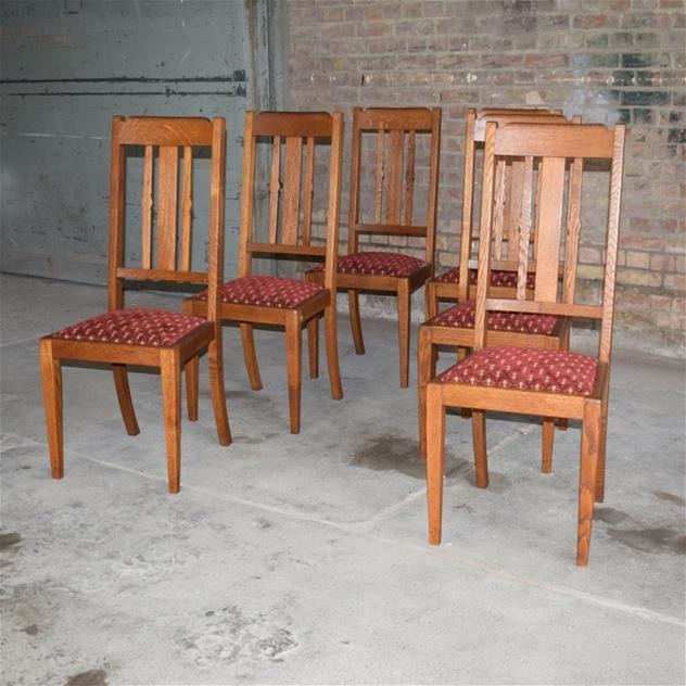 6 Edwardian Oak Dining Chairs