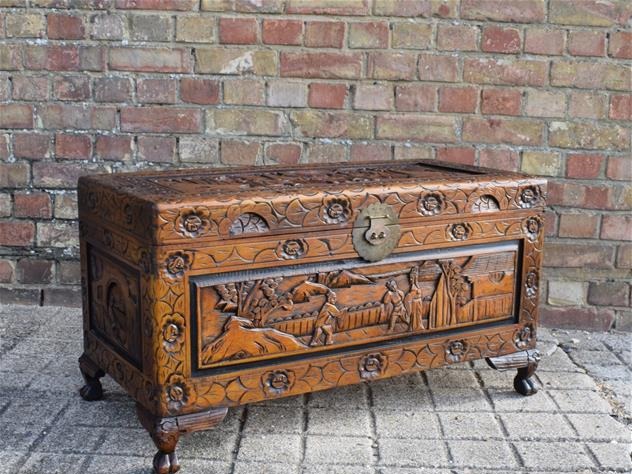 Camphor Wood Carved Chest