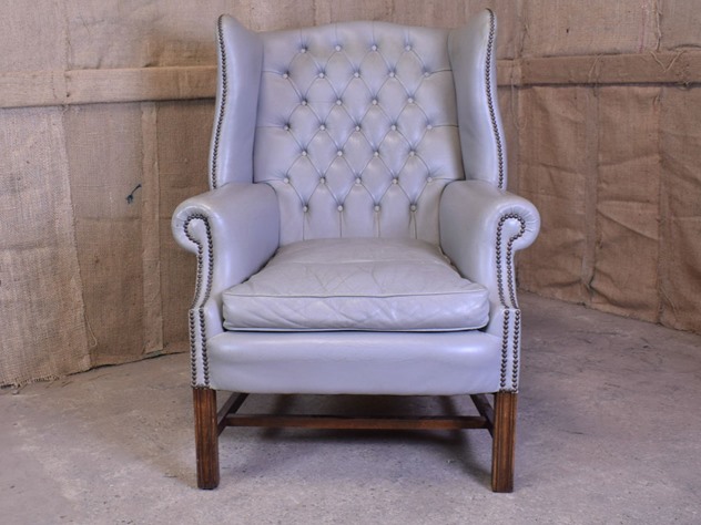 Grey Leather Chesterfield Chair